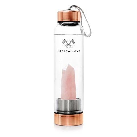 CRYSTALLOVE Butelka na wodę z kwarcem różowym - ROSE GOLD
