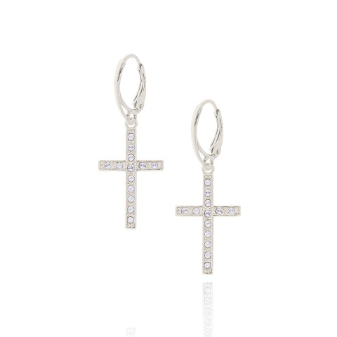 Kolczyki srebrne z krzyżami wysadzanymi kryształkami Luo