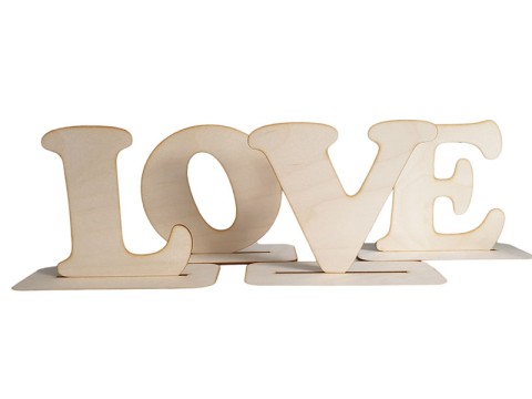 Napis LOVE, naturalne drewno 15cm