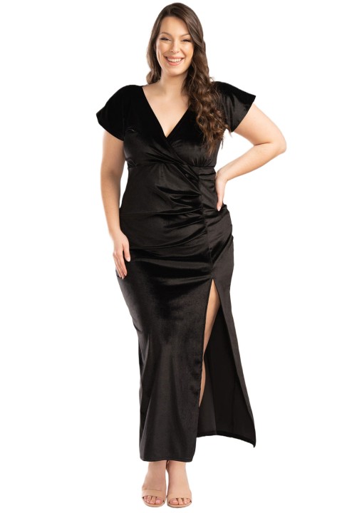 Sukienka WALERIA połyskująca welurowa czarna 38