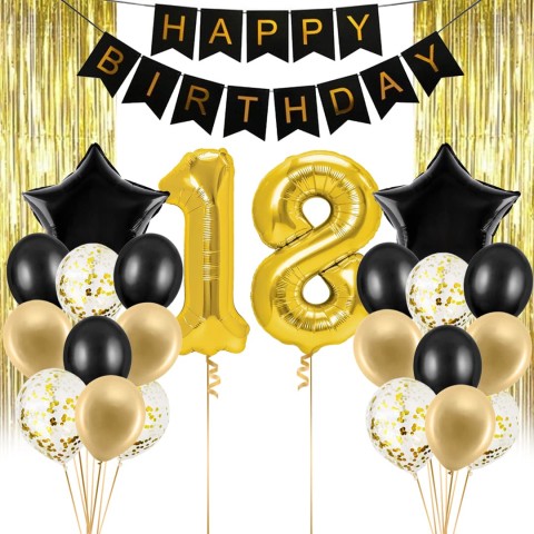 Zestaw balonowy na 18 urodziny złoty duży