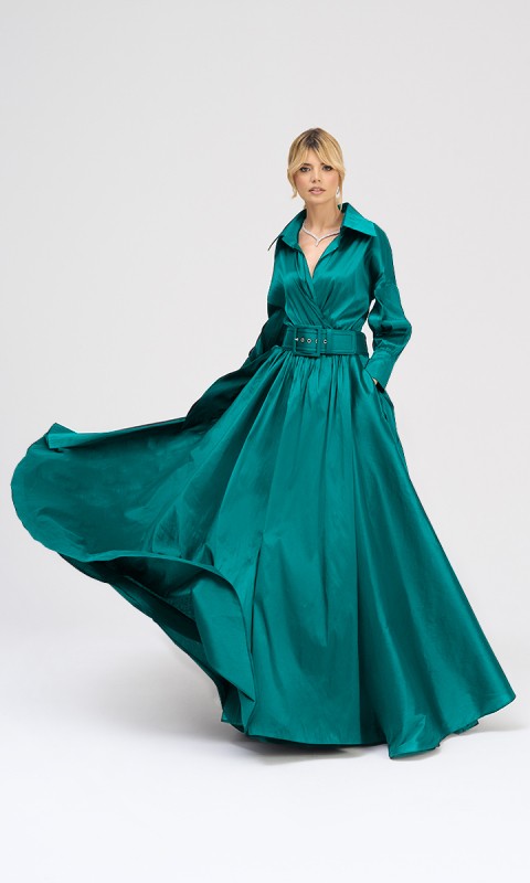 Zielona zjawiskowa suknia z paskiem _XS