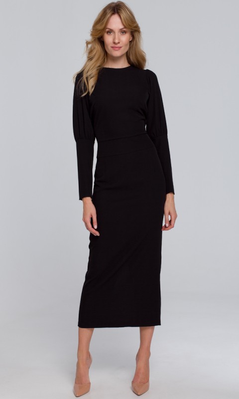 Sukienka z wysokimi mankietami-czarna