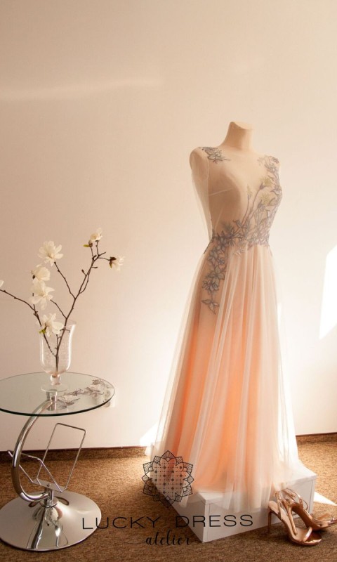 Suknia ślubna różowe złoto z koronką-Kirsten