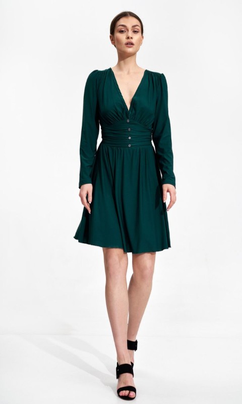 Rozkloszowana sukienka za kolano Zielony