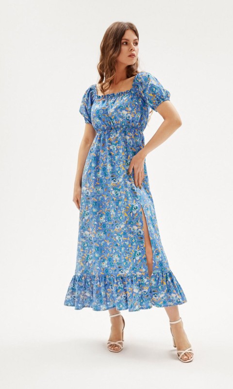 Niebieska sukienka w kwiaty Nicola