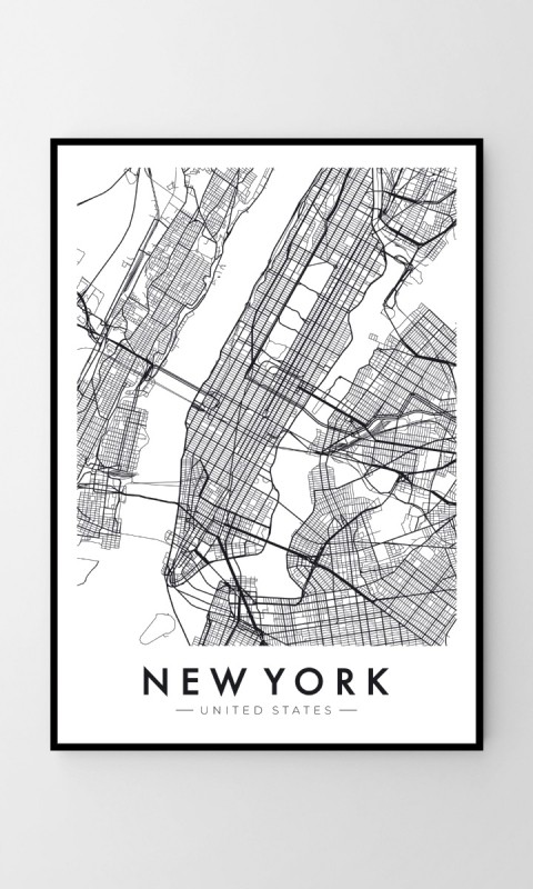 Plakat mapa Nowy Jork - new york city 
