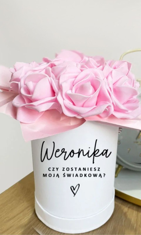 Flowerbox różami - prośba do ŚWIADKOWEJ